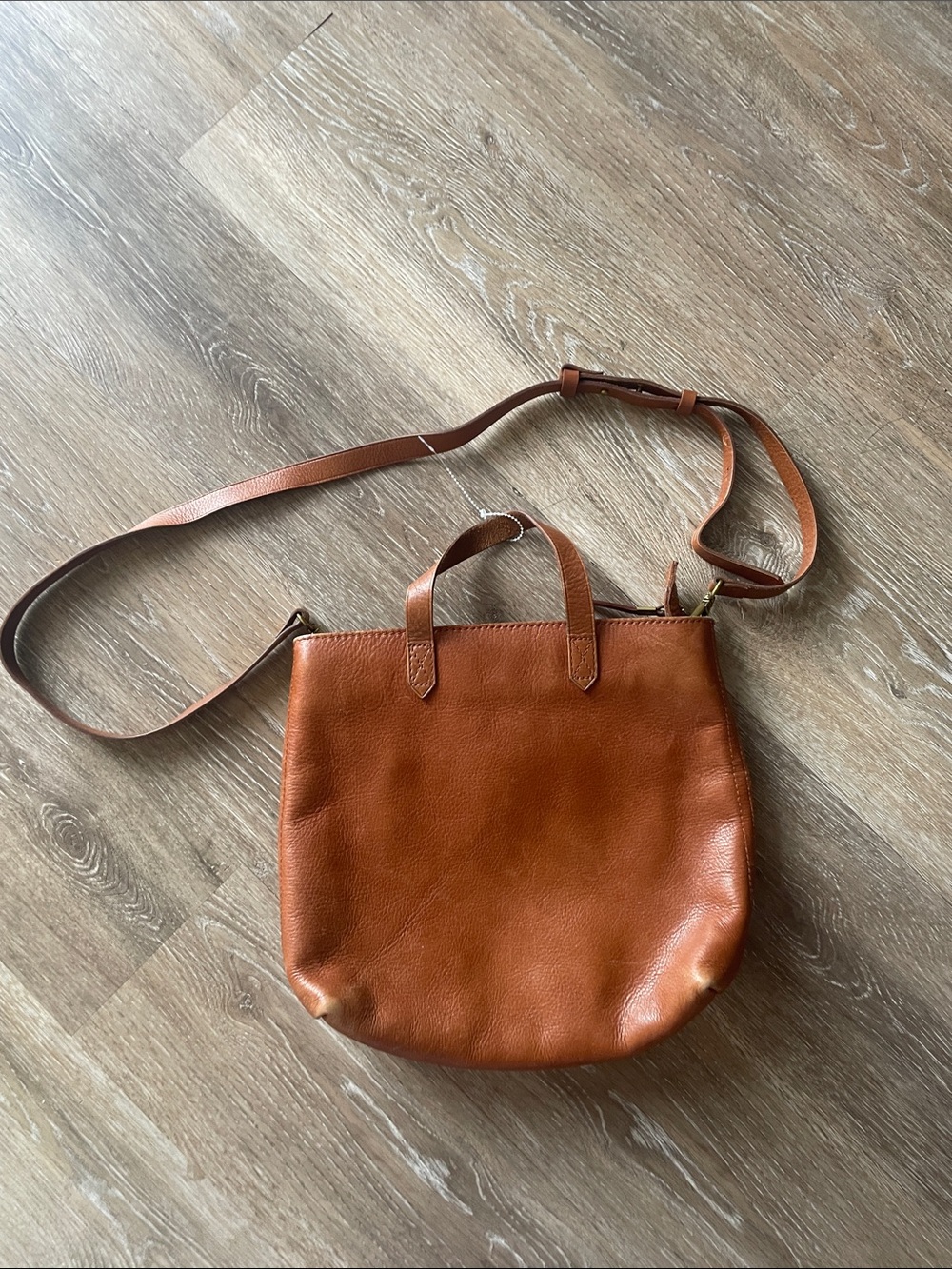 Madewell Leather Crossbody Tote Bag in Cognac Brown